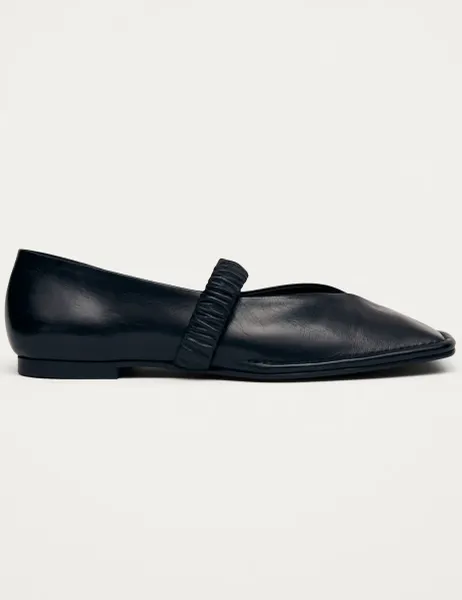 ALOHAS Leather Slip On Flat Ballet Pumps Black