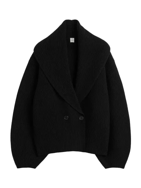 Shawl-Lapel Cardigan Black