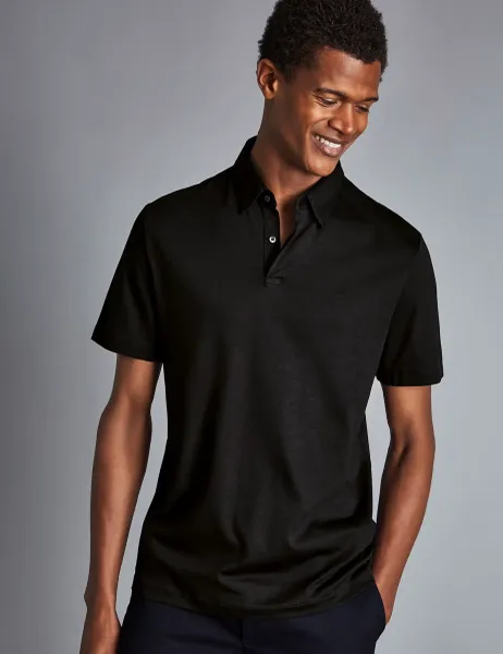 Charles Tyrwhitt Pure Cotton Jersey Polo Shirt Black