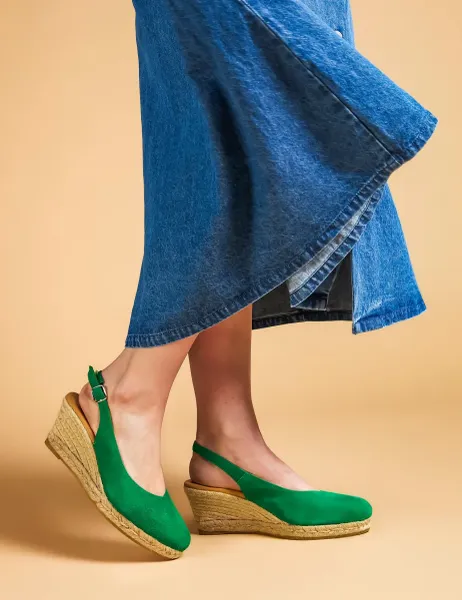 Jones Bootmaker Suede Wedge Slingback Shoes