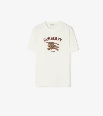 Knight Check Cotton T-shirt in Chalk white