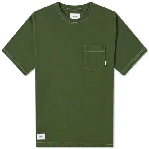 Blank Contrast Stitch Pocket T-Shirt