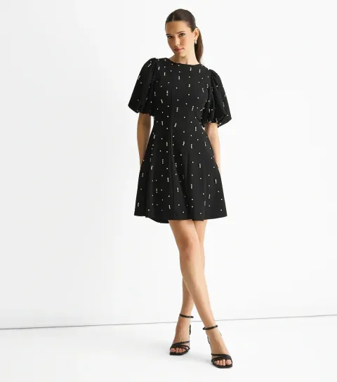 Women's Black Diamante Embellished Mini Dress
