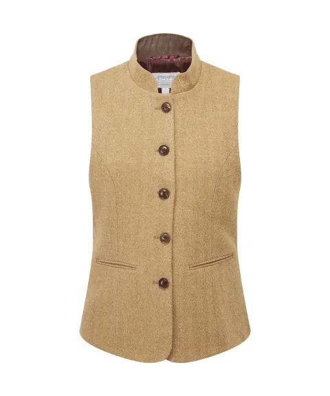 Schöffel Country Millport Tweed Nehru Waistcoat - Oak Herringbone Tweed