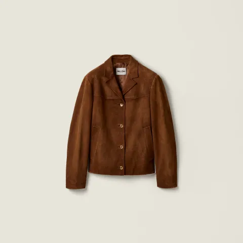 Waxed suede leather blouson jacket