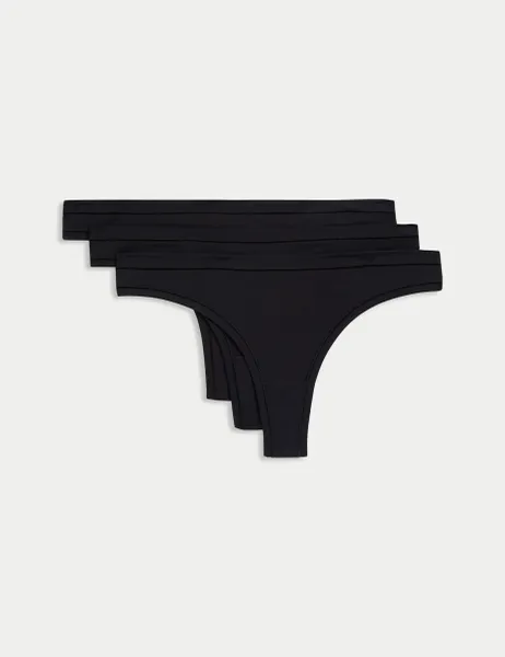 Body by M&S 3pk Flexifit Modal Thongs Black
