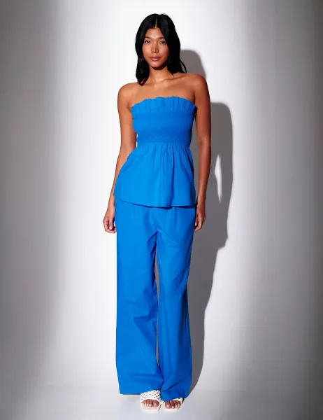 South Beach Pure Cotton Drawstring Wide Leg Trousers