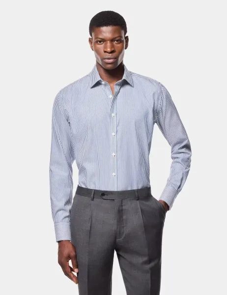 Hawes & Curtis Slim Fit Non Iron Striped Shirt Navy Mix