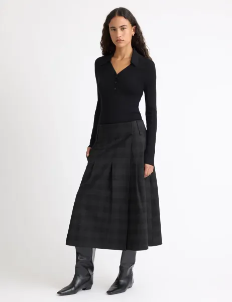 Checked Wrap Skirt Grey Mix