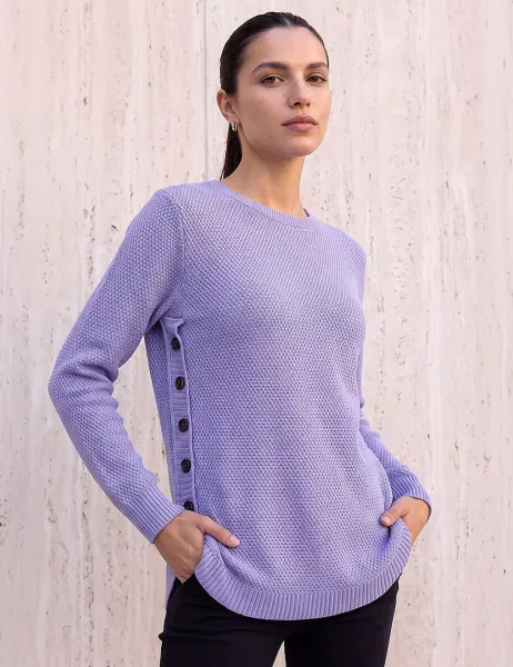 Roman Textured Curved Hem Jumper Light Purple