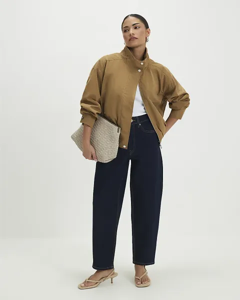 River Island Petite Mid Rise Barrel Leg Jeans