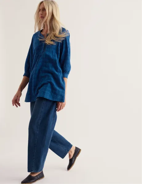 Seasalt Cornwall Cotton Rich Checked Tunic Navy