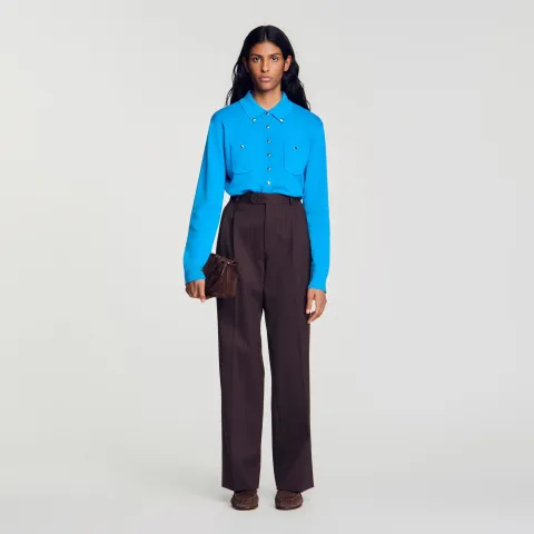Striped straight-leg trousers