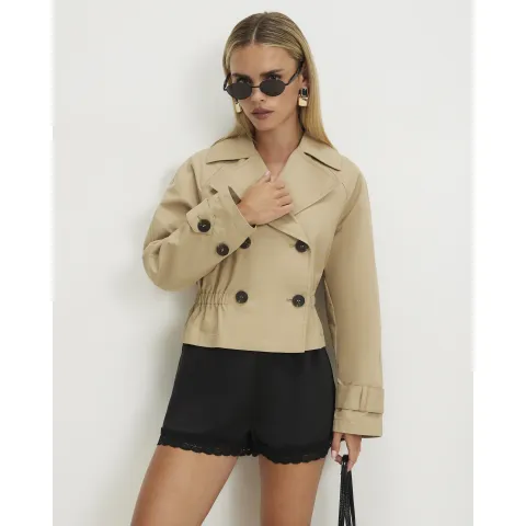 River Island Petite Waisted Short Trench Jacket