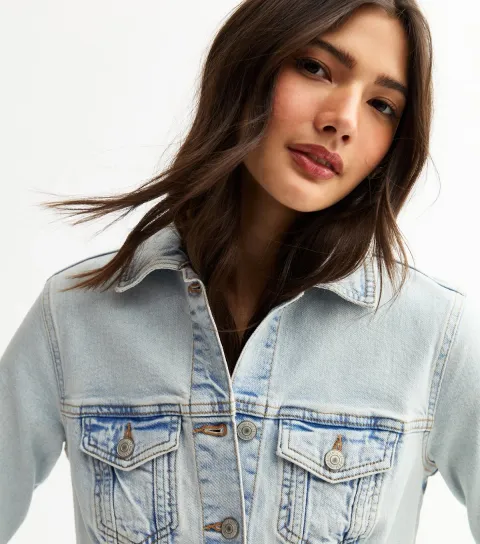 Women's Bright Blue Light Wash Denim Jacket