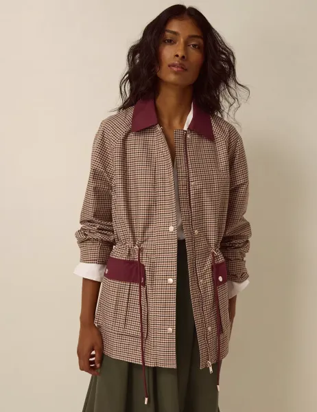 Monsoon Cotton Blend Printed Lightweight Jacket Brown Mix