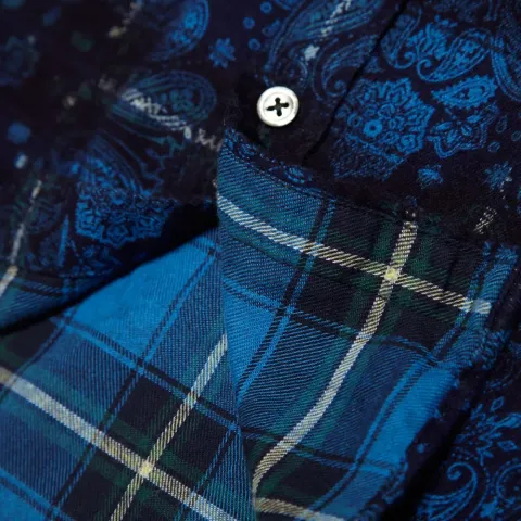 SOPHNET. Bandana Flannel Check Button Down Shirt