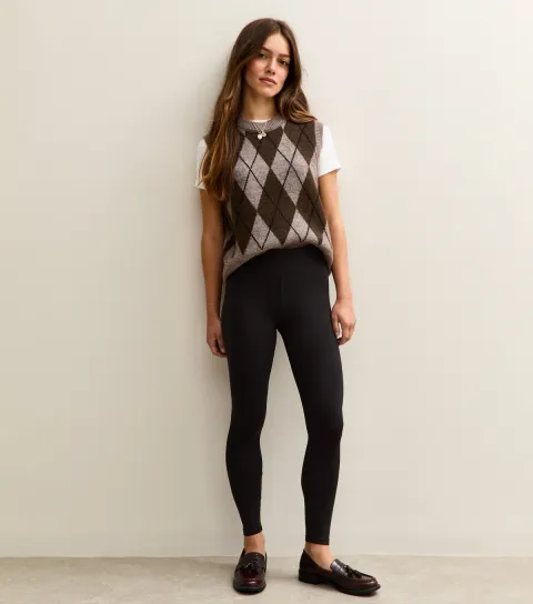 Women's Petite Black High Waist Stretch Cotton Leggings