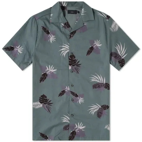 Short Sleeve Linear Palms Vacation Shirt
