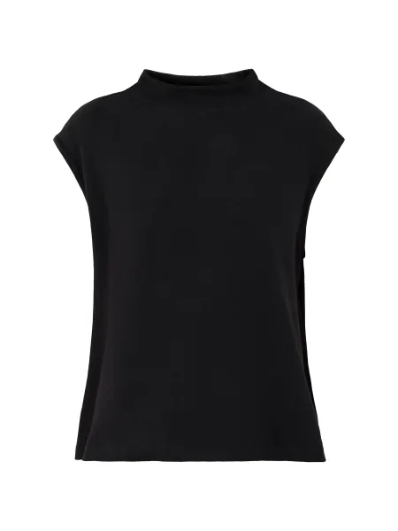 Cotton Blend Asymmetric Mock Neck Vest