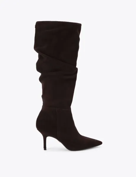 Carvela Suede Stiletto Heel Slouch Knee High Boots Brown