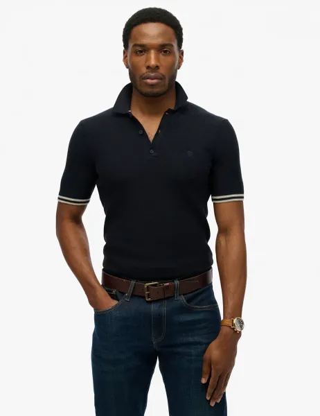 Superdry & Co Pure Cotton Knitted Polo Shirt Navy