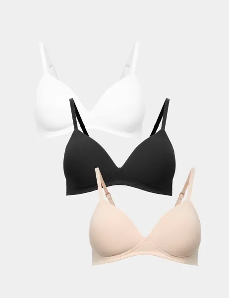Marks & Spencer 3pk Non Wired Full Cup T-Shirt Bras A-E Opaline Mix