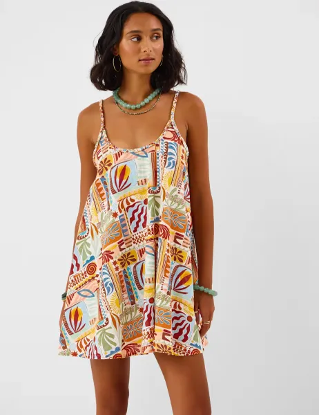 Accessorize Pure Cotton Printed Mini Swing Dress Multi