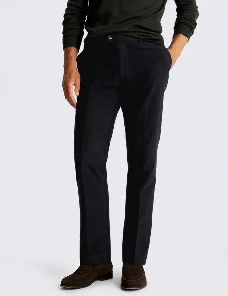 Moss Moleskin Tailored Fit Trousers Navy