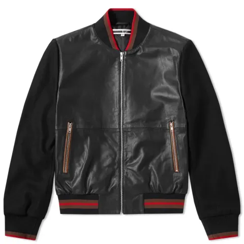 McQ by Alexander McQueen Soft Leather Varsity Jacket