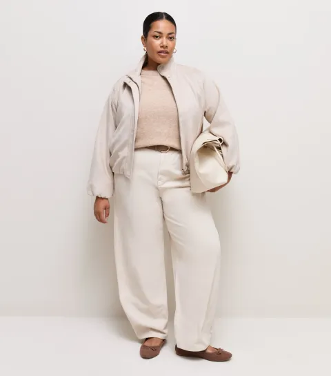 Women's Plus Size Light Mink Brushed Knit Set In Sleeve T-Shirt Curves