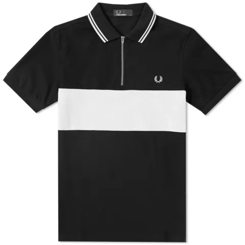 Fred Perry Panelled Zip Neck Retro Polo