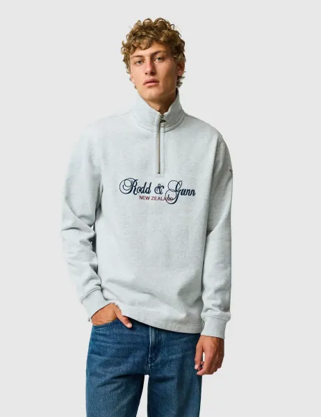 Rodd & Gunn Jubilee Pure Cotton Half Zip Sweatshirt Grey Mix