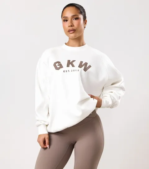 Women's Cream Appliqué Logo Oversized Sweatshirt