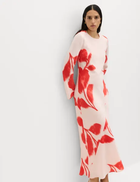 Marks & Spencer Printed Midaxi Column Dress Pink Mix