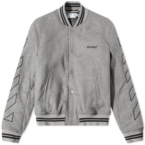 Diagonal Outline Wool Varsity Jacket