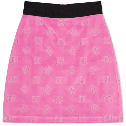 Velvet Logo Mini Skirt