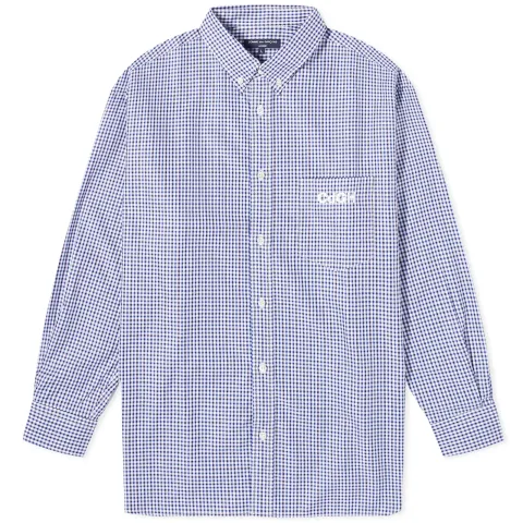 Comme Des Garçons Homme Gingham Embroidered Logo Shirt