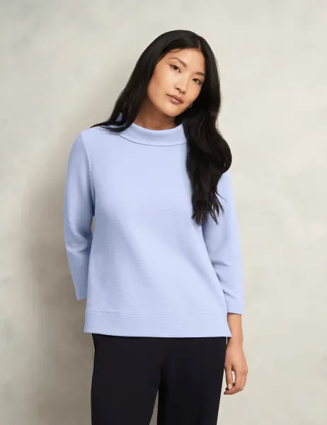 Hobbs Cotton Blend Textured Roll Neck Top