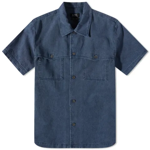 A.P.C. Gilles Short Sleeve Washed Denim Shirt