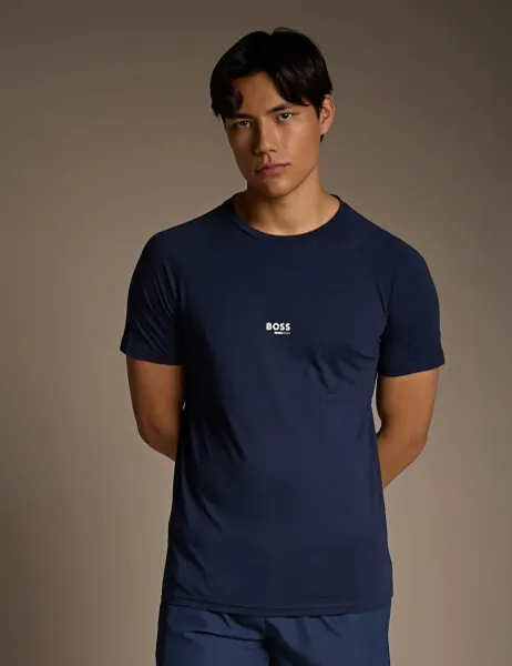 Boss Slim Fit Pure Cotton T-Shirt Navy