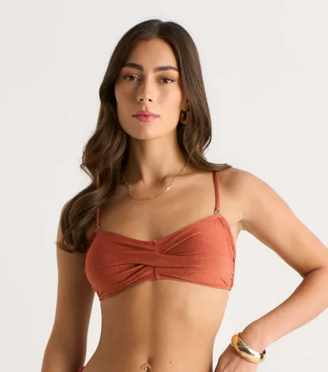 Women's Rust Metallic Twisted Bikini Top