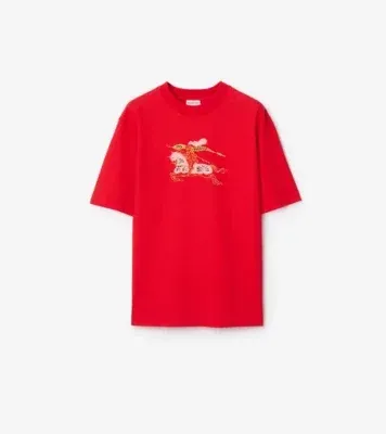 Knight Cotton T-shirt in Crayon red