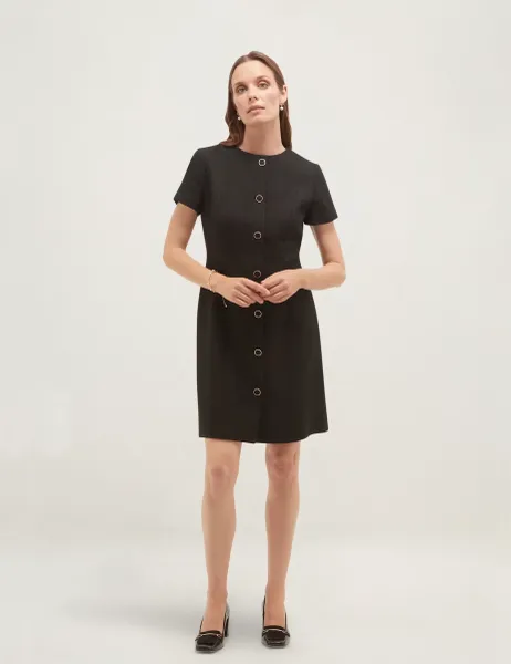 Hobbs Textured Mini Shift Dress Black