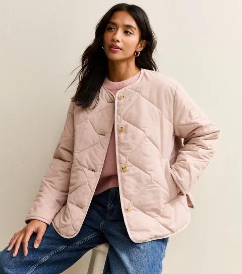 New Look Women's Petite Light Pink Soft Touch Quilted Jacket