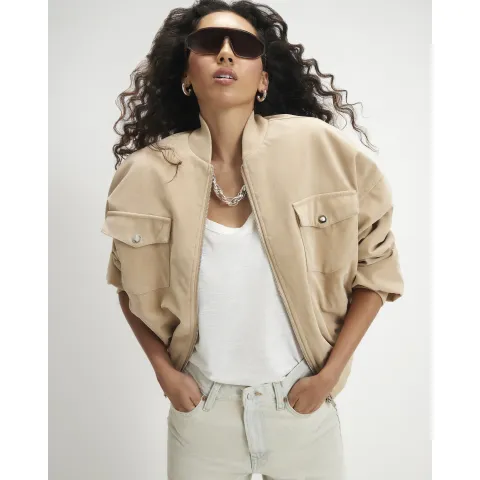River Island Faux Suede Classic Bomber Jacket
