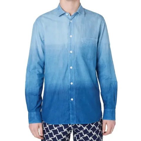 Indigo Gradation Lawn Shirt