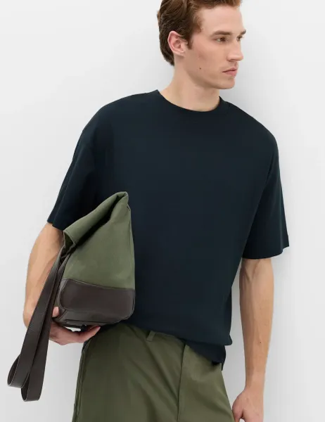 Marks & Spencer Relaxed Fit Heavy Weight Crew Neck T-Shirt Navy