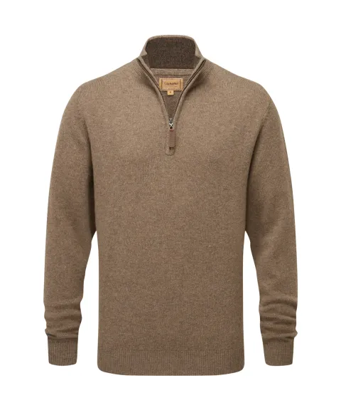 Schöffel Country Lewis Lambswool Quarter Zip Jumper - Mushroom