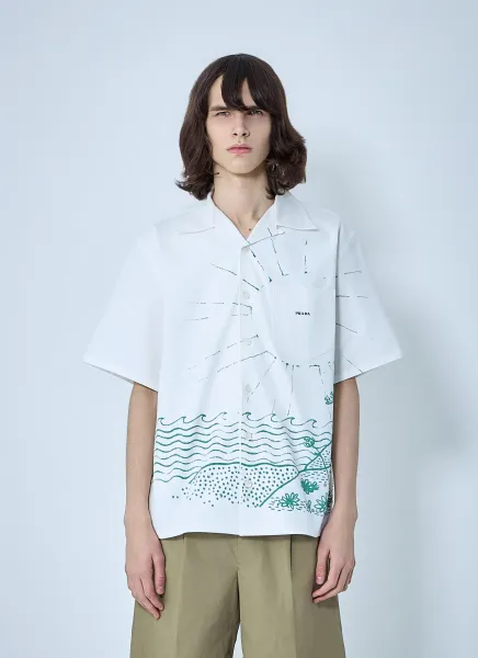 Wave-Print Oversized Shirt